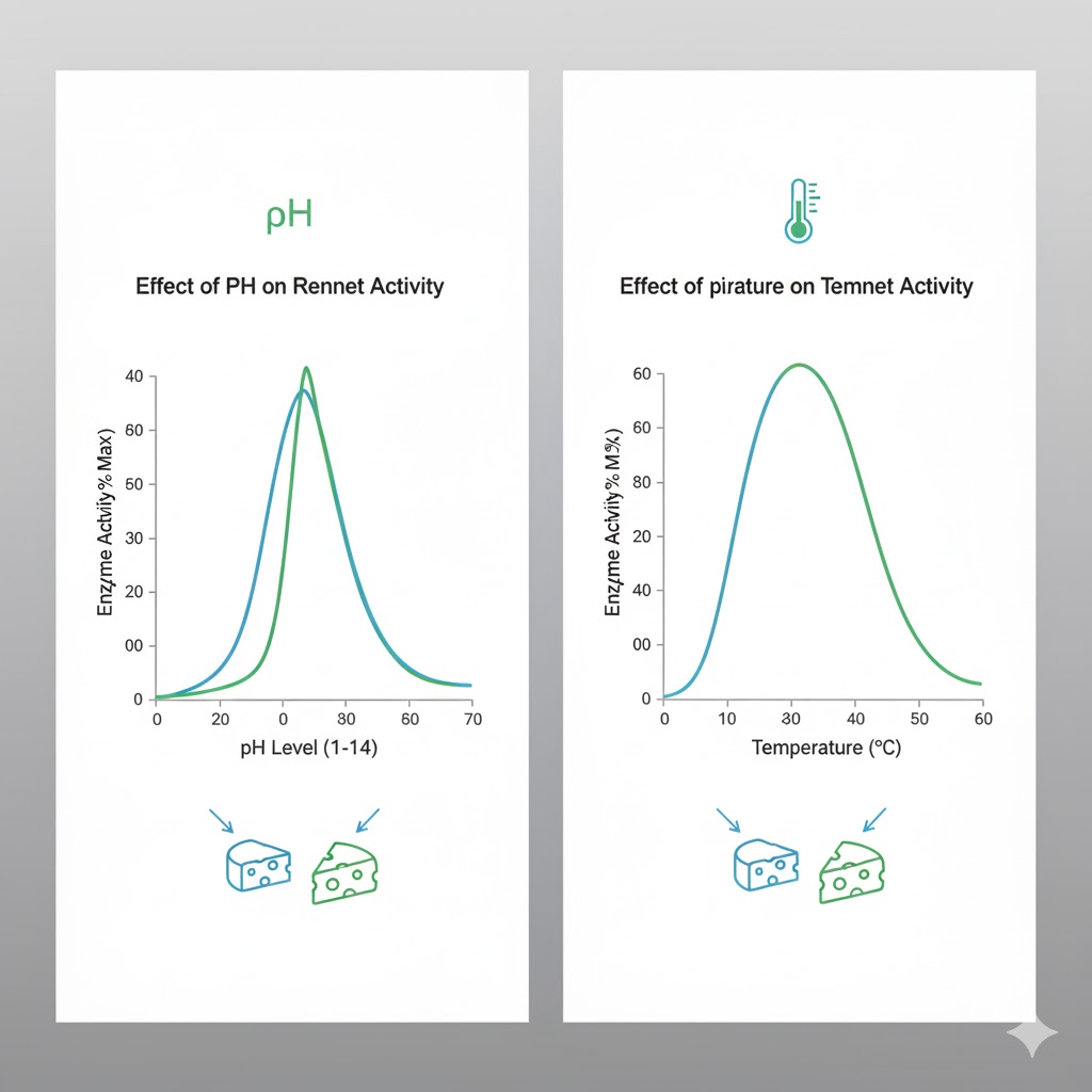 تاثیر pH و دما بر فعالیت رنین