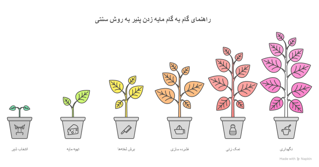 جدول مایه زدن پنیر به صورت سنتی
