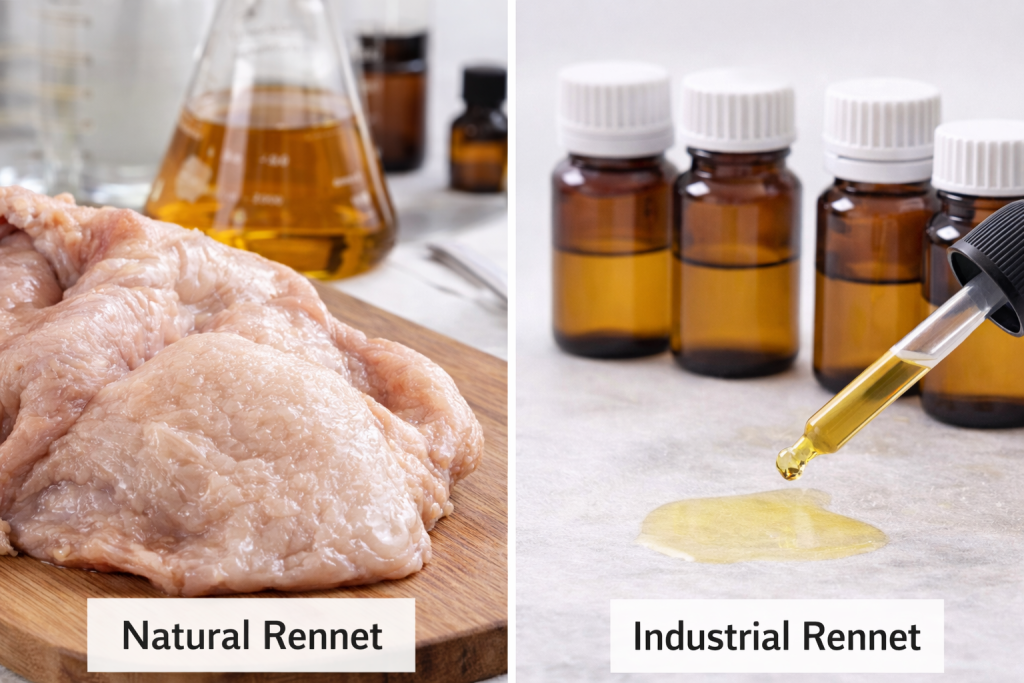 Natural or industrial cheese rennet